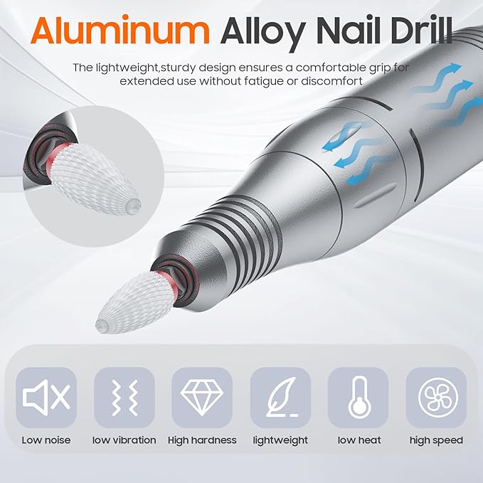 Professional Nail Drill 35000 RPM,SONGMIN Portable Cordless Efile with Bits Kit for Acrylic Nails Gel Polishing Removing,Rechargeable Electric Nail File Machine for Manicure,Pedicure Salon Home,Purple