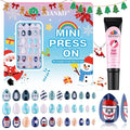 72PCS Christmas Kid Press on Nails, EBANKU 3 Pack Children Fake Nail Kit Snowman Snowflake Press on Nails for Girls 8-12 Years with Jelly Nail Adhesives & Nail Builder Glue