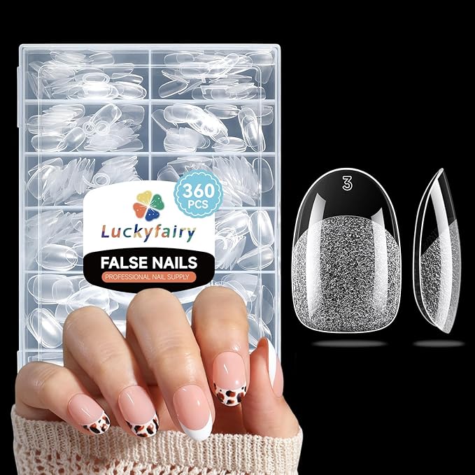 Short Oval Round Nail Tips: 360Pcs Soft Gel Pre-shaped Full Cover Half Matte Short Oval Gel Nail Tips Press on Fake Nails Acrylic for Nail Extension DIY Salon 12 Sizes