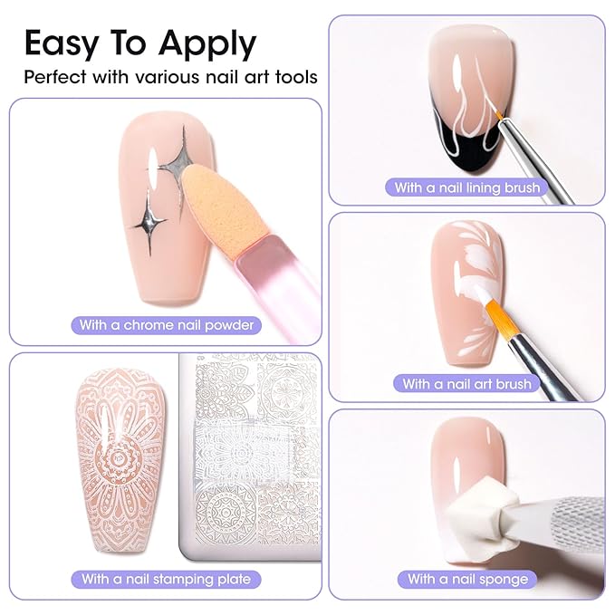 GELLEN White Pat Painting Gel, Gel Paint for Nails, French Nail Art, No Wipe Drawing Striping Liner Painted Aura Ombres Gradient Nails, Soak Off Nail Art with Dotting Pen for DIY Salon Manicure
