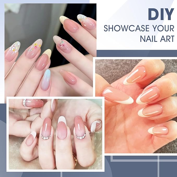 Short Almond Gel Nail Tips: 240 PCS Pre-Shaped False Acrylic Nail Tips Clear Fake Nails Extension Full Cover for Nail Manicure Home DIY Women 12 Sizes
