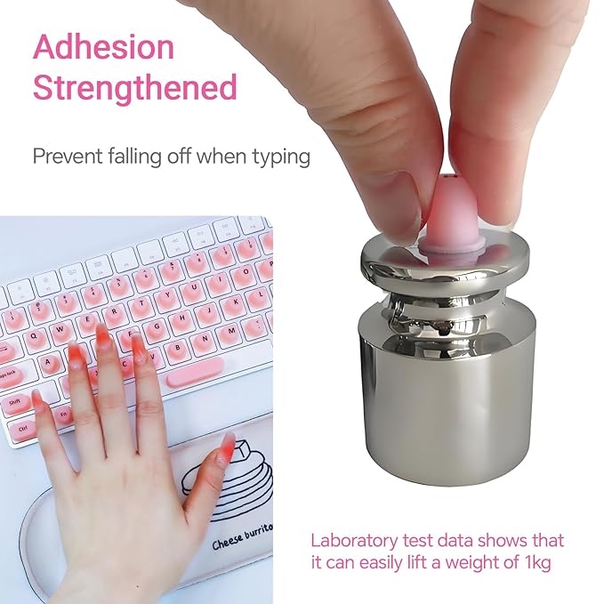 Raised Keyboard Stickers for Long Nails with Letters,Heart-Shaped Reusable Adhesive Protective Type Long Nail Keyboard Stickers for Typing, Gaming & Nail Art (70 Pcs)