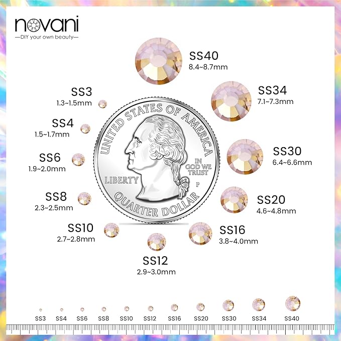 Novani Crystal Rhinestones, Flatback Loose Gemstones 288pcs Glass Rhinestones for Clothes Shoes Crafts Makeup Nail Art and DIY Decorations(SS30, Golden Shadow)