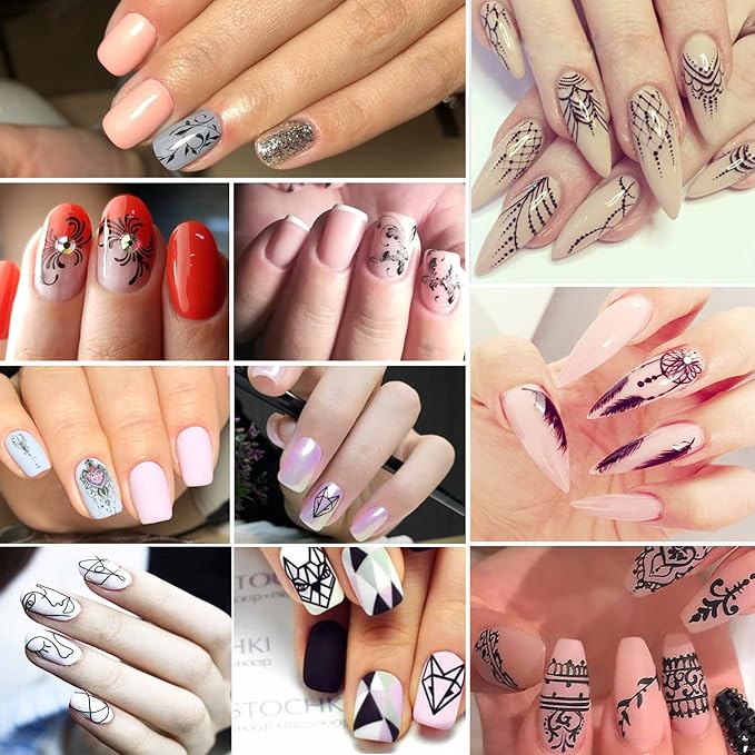 40 Sheets Nail Water Transfer Decals, Nail Art Stickers for Women, Holographic Flowers Pendant Necklace Butterfly Leaf Nail Designs Supplies, Acrylic Nails Decorations DIY Resin Nail Decal Tattoos Set