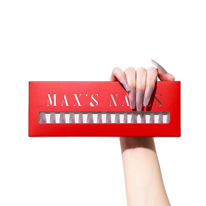 Max’s Press-On Nails 2Tone Collection | 32-Piece Nail Kit including both Glue & Adhesive (Glossy Pink Lavender)