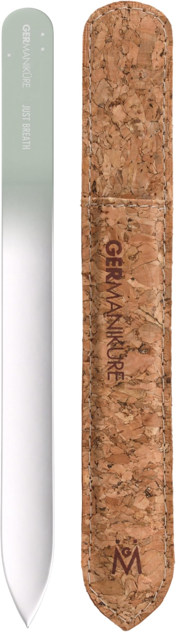 GERMANIKURE Glass Nail File in Cork Sleeve - Just Breathe - Professional Crystal Nail File for Natural Nails - Ideal Manicure & Pedicure Tool for Smooth, Easy Shaping - Nail Care Gift