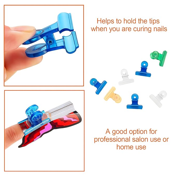 Jetec 20 Pcs C Curve Nail Tips Pinching Clips for Quick Building Multi Functional Plastic C Curve Nail Clamps for Gel Extension Forms Shaping DIY Manicure Nail Art Tool, 4 Colors