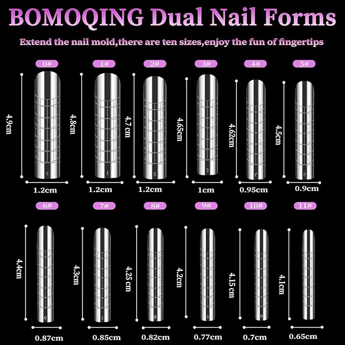 120 PCS Dual Nail Forms with 100 PCS Nail Forms for Gel Nail Poly 24 PCS Duet System Forms, Full Cover Long Coffin Nail Forms for Builder Gel Nail Art Design Salon&DIY/042