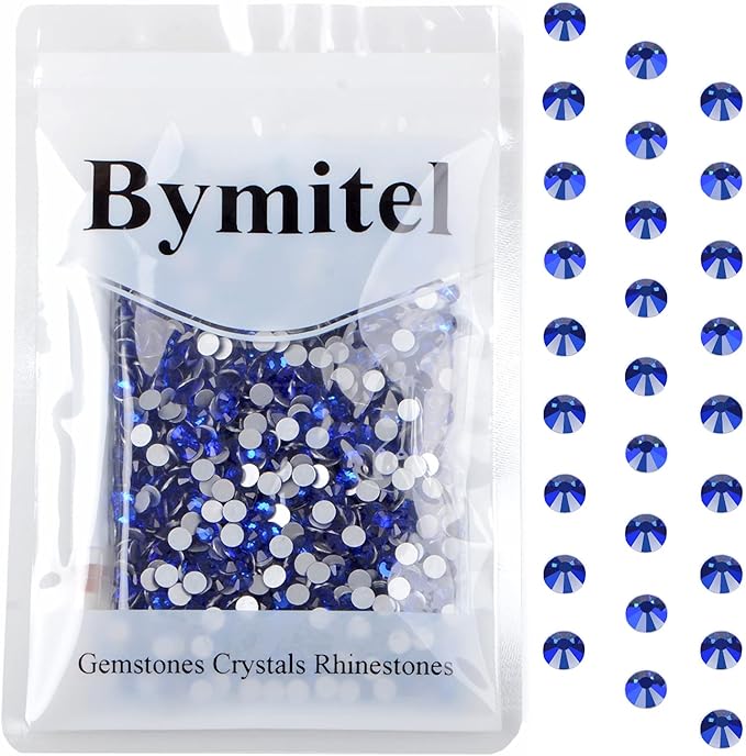 1440PCS Art Nail Rhinestones Non Hotfix Glue Fix Round Crystals Glass Flatback for DIY Jewelry Making with one Picking Pen (ss20 1440pcs, Sapphire)