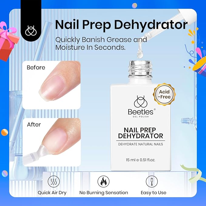 Beetles Tipex Gel Nail Kit Short Square Instant Apex Nail Tips & Beetles 15ml Nail Dehydrator and Primer