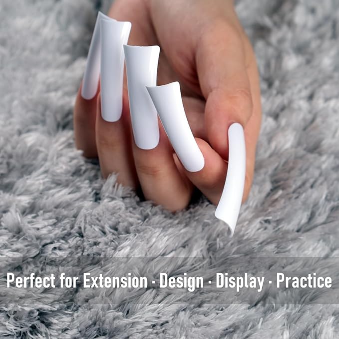 Duck Nail Tips 120Pcs XXL White Duck Feet Nail Tips Extra Long Duck Nails Y2K Press on Nails 12 Sizes Full Cover Acrylic False Nails for Manicure Salon and Home DIY