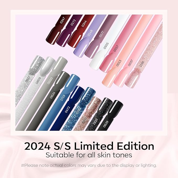 Modelones Gel Polish Nail Kit, 6 Colors 7ml Popular Nude Pink Neutral Blue Glitter Nail Polish Set Nail Art LED Manicure DIY Salon Gifts