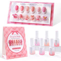 Double Rhythm 6 Pcs Hema Free Gel Polish Set 0.50 OZ Same Color Same Bottle Soak Off Neutral Natural Milky Gel Polish Kit Nail Art Manicure Salon DIY at Home (Pastel Peach Pink Purple-H6-18)