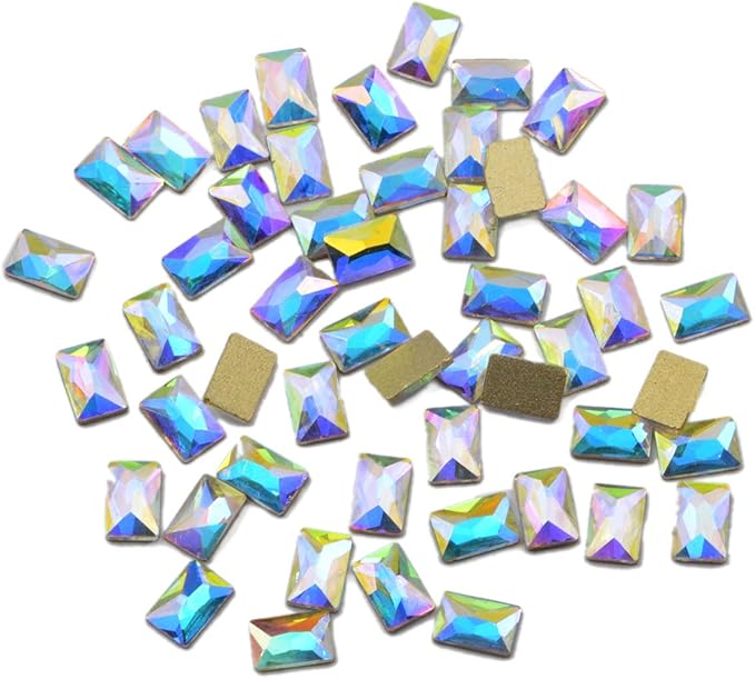 AD Beads Top Czech AB Crystal Flatback Rhinestone Nail Art Decoration Multi Shape (S16 Cosmic 4x6mm, 50 Pcs)
