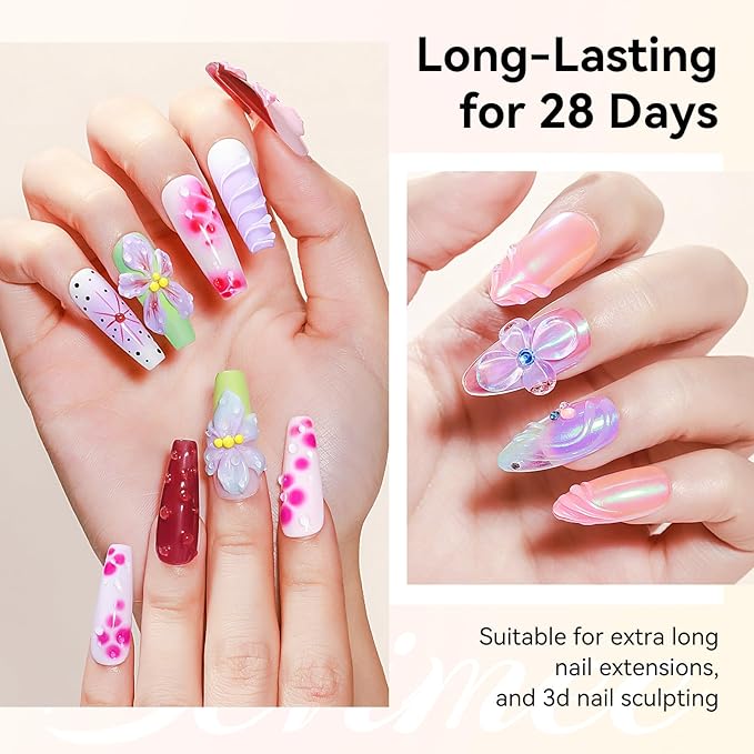 3D Nail Art Gel 2PCS Clear 3D Sculpting Solid Gel Non-Sticky Hand Builder Gels with Dual Form Silicone Pen Hard Gels for Nails Carving Patterns Nail Design Manicure Salon DIY at Home