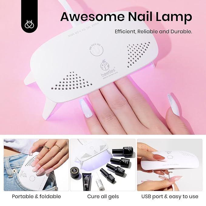 Beetles Gel Polish Poly Nail Gel Nail Kit - 6 Colors Poly Nails Extension Gel with Mini Led Lamp Kit ,Spring Nude Clear Pink All In One Starter Kit Builder Jelly Manicure Enhancement Women Gifts