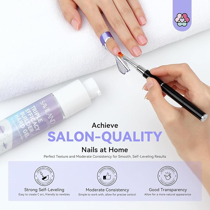 SAVILAND Clear Gel Builder: 50 g Gel Builder Innovative Pressing Bottle Rich in Vitamin E B5 Kerain for Nails Strengthener Extension Thickening, Thin Damaged Nail Repair&Care