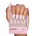 Valentines Day Glamnetic Press On Nails - Lace Blush | Glossy, Matte, Opaque, Medium Coffin Nails, with Lace Detailing, Salon Quality | 15 Sizes - 30 Nail Kit with Glue