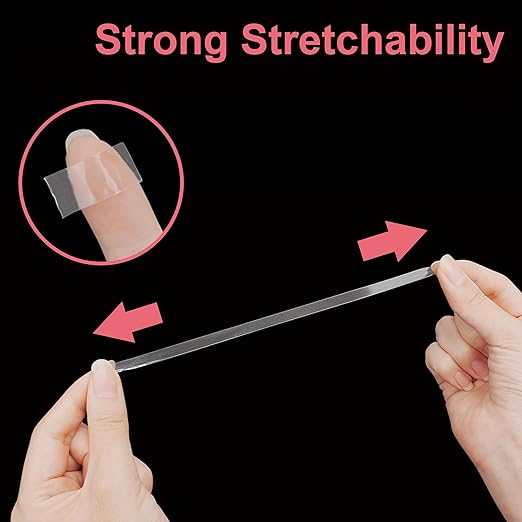 Qenk 12 Sheets Double Sided Tape for Nails, Nail Tape for Press on Nails, Double Sided Nail Tape for Nail Art Display Salon Supplies (Style-Red)