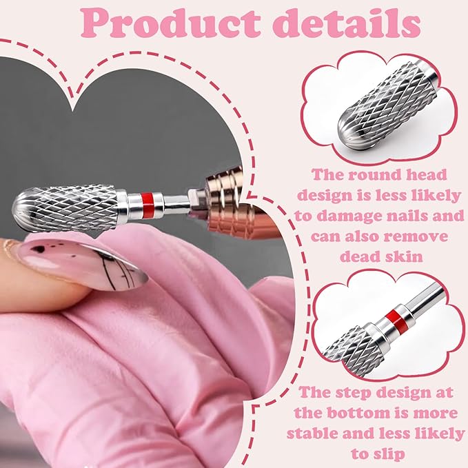 3/32" Carbide Nail Drill Bits,Gel Polish Remover Drills Bit,Cuticle Clean Nail Drills Bit,Professional Nails Art Tools,Remover Drills Bit Art Supplies for Nail and Cuticle (Fine - F)