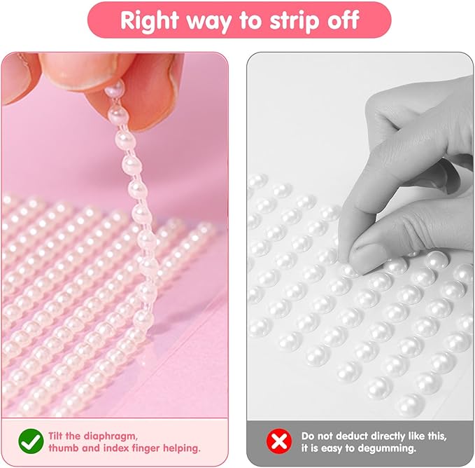 5100PCS Pearl Stickers Pearls for Crafting - Self Adhesive Pearls for Hair Face Makeup Eye Nail Crafts, Stick On Gems (6 Sheets, 3mm Round)