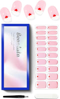 Semi Cured Gel Nail Strips - UV Light Gel Nail Stickers - 20 Long Lasting Salon Quality Wraps (Sweetheart Pink)