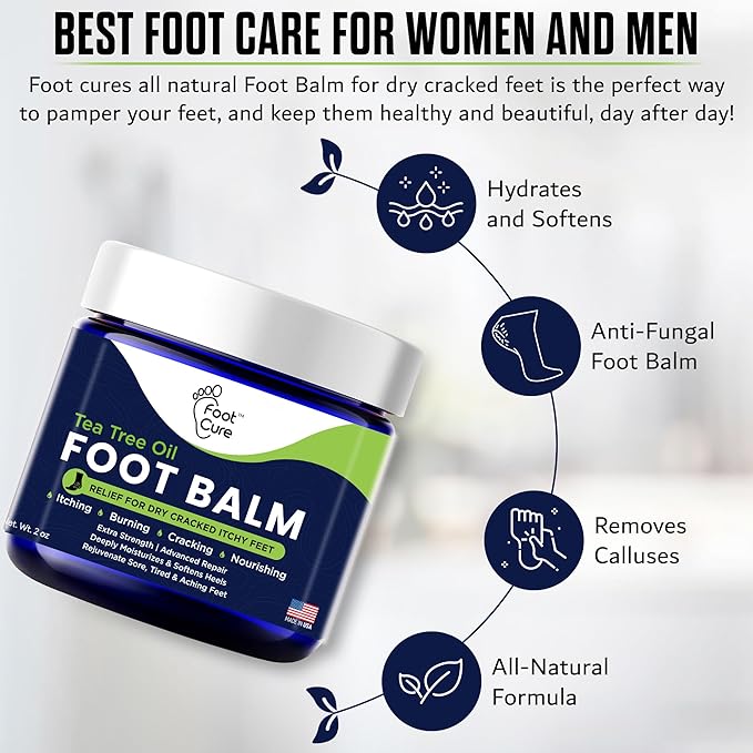 Antifungal Cream - For Itchy Feet and Skin Fungus Relief - Extra Strength Treatment for Athlete’s Foot, Ringworm, and Jock Itch. Moisturizer for Dry Cracked Feet infused with Tea Tree Oil Made in USA