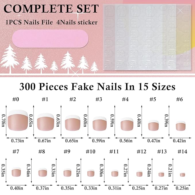300pc French Tips Press on Toenails Women Fake Toes Nail Tips, Brown Glue on Toe Nails Press ons Fake Toenail Soft Gel False Toe Nail Feet Artificial Toe Fake Nail Tip for Acrylic Toenail Extension