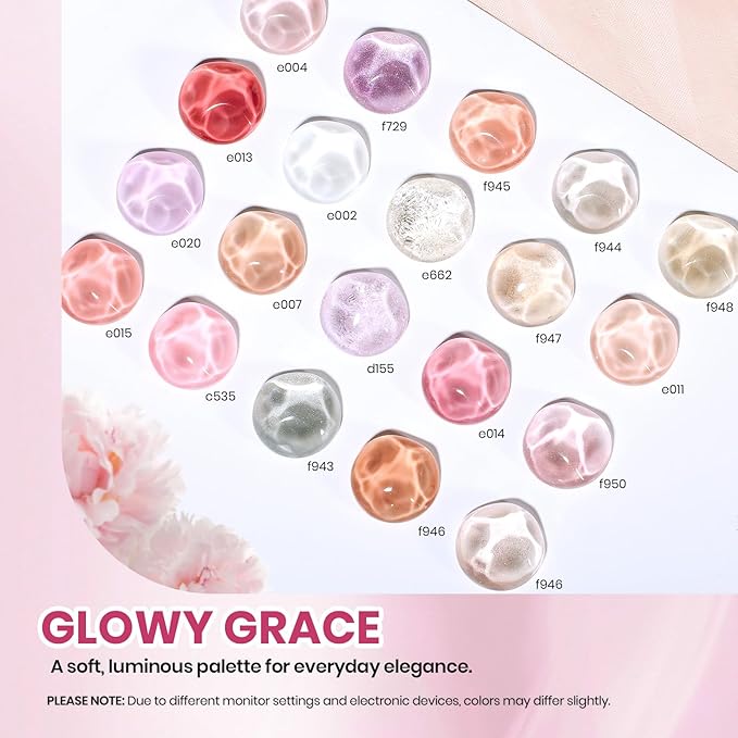 Beetles Cat Eye Gel Polish Set - 20 Colors Jelly Cat Eye Gel Nail Kit, Glowy Grace Nude White Pink Purple Base Colors, Soak Off UV Glitter Trend Nails Charms Spring Gift for Women