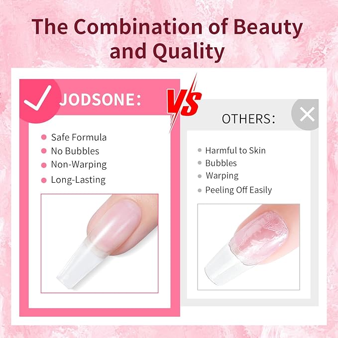 JODSONE 2PCS 10ML Nail Glue Gel for Long Acrylic Extension Nail False Tips and Clear Press On Nails Repair Treatment Rhinestone, Girl Gift for Home Salon Beginner DIY