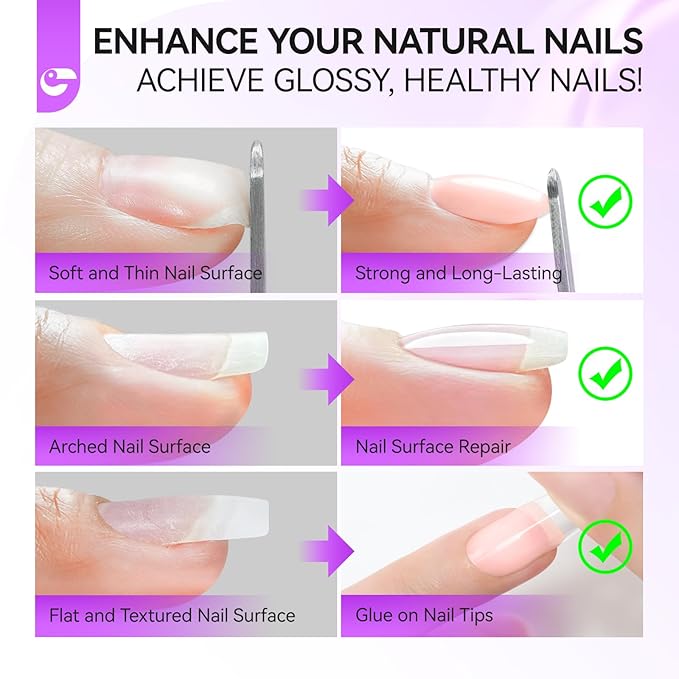 Gelike EC Pro Nail Glue & Strengthener: Nude 6-in-1 Nail Adhesive for Repair - Strengthening & Protein Repair - Perfect for Home & Salon Use 11547 - UV Needed