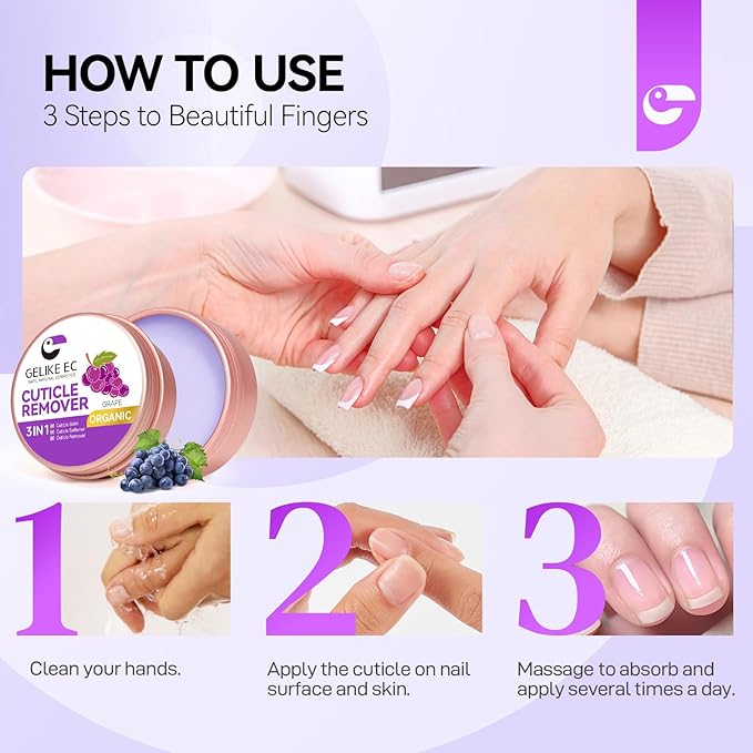 Gelike EC Cuticle Cream Softener for Manicurists: Organic Nail Moisturizer for Dry Damaged Nails - Natural Care Balm - Cuticles Remover & Soothe Hangnails - Salon & Home Use for Young Woman