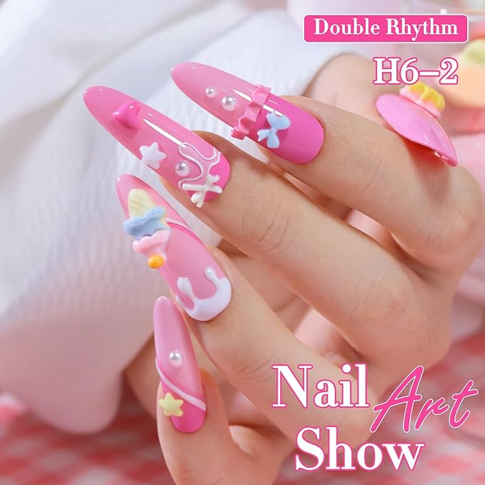 Double Rhythm 6 Pcs Hema Free Gel Polish Set 0.50 OZ Same Color Same Bottle Soak Off Neutral Natural Milky Gel Polish Kit Nail Art Manicure Salon DIY at Home (Peach Pink Rose-H6-2)
