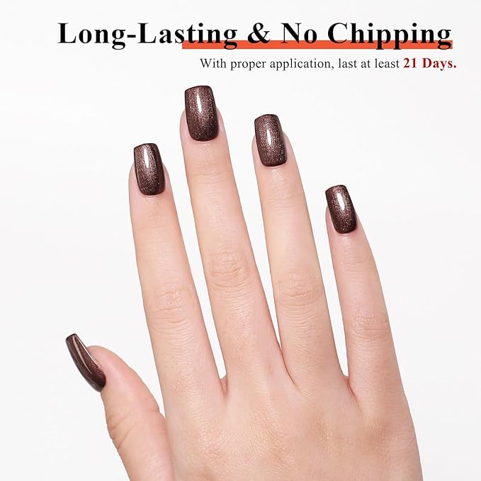 Imtiti 10ml Brown Glitter Gel Nail Polish Long Lasting Soak Off UV Led Gel Polish Salon DIY at Home Gift for Women 1Pcs
