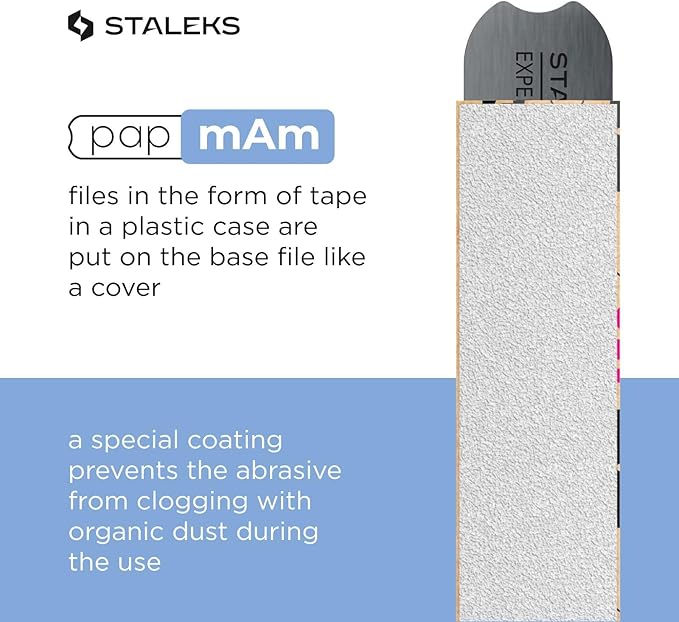Staleks Pro Disposable White Nail Files papmAm Expert 22 – 150 Grit – 50 Pcs – Glueless Replaceable Abrasives – Professional Nail Filing – Manicure & Pedicure
