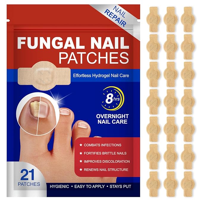 Toenail Treatment Extra Strength, 8-Hour Nail Patch for Strengthening, Strengthens Brittle Nails, 21pcs Nighttime Nail Repair for Damaged, Discolored Nails