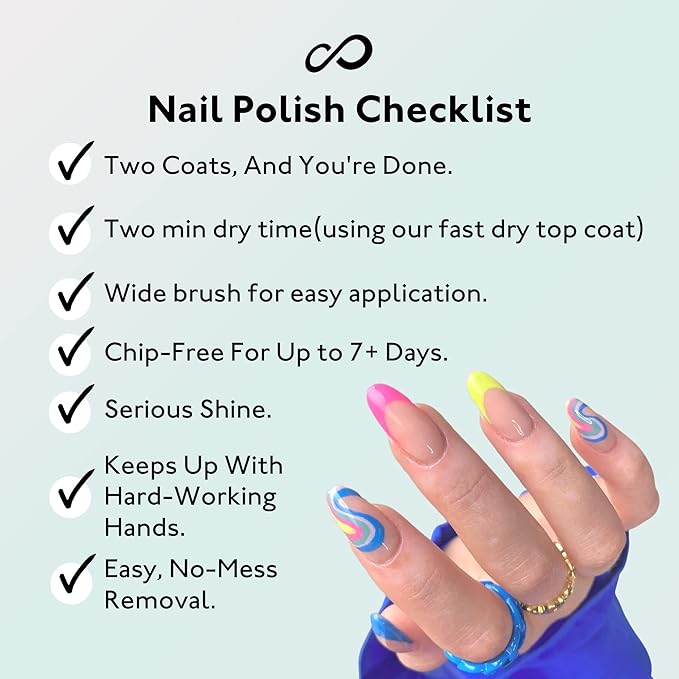 Eternal Pink Nail Polish Set for Women (FUN) - Green Nail Polish Set for Girls - Long Lasting & Quick Dry Blue Nail Polish Kit for Home DIY Manicure & Pedicure - Made in USA, 13.5mL (Set of 5)