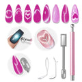 modelones Cat Eye Gel Polish Nail Magnet, 3-in-1 Cat Eye Magnet Pen & Heart-Shaped for Nail Art Tool Cylindrical & Ball &Hole &Lightning Magnet, Multi-Effect Magnets for Cateye Gel Polish DIY Salon