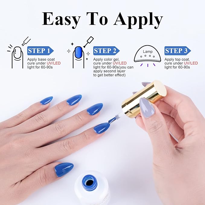Imtiti Gel Nail Polish, 0.5 Fl Oz Royal Blue Color Gel Polish Soak Off LED U V Nail Gel Polish Nail Polish DIY Nail Art Starter Manicure Salon Gel Nail Kit for Women Girls