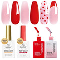 Beetles French Tip Gel Polish - Dusky Rose, 2 Colors Red & Jelly Pink Gel Nail Polish Set with Base Coat Top Coat, Soak Off UV LED French Nail Kit, Spring Nails Complete for Beginner & Professional