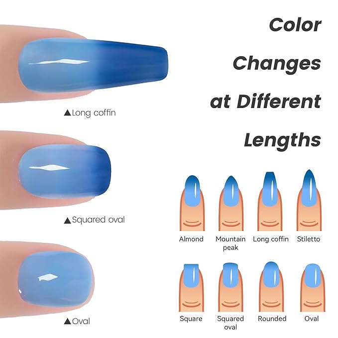 YTD Likomey Color Changing Gel Nail Polish,15ml Light Blue To Blue Mood Temperature Change Colors Thermal Ombre Salon Home Fall Winter Manicure UV Varnish,WB205