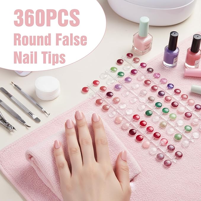 360 Pcs Round Nail Polish Swatches Dots, Clear Nail Swatches for Gel Polish, Nails Color Display Tips with Adhesive Stickers, Nails Swatch Book for Polishes DIY Training Practicing Displaying
