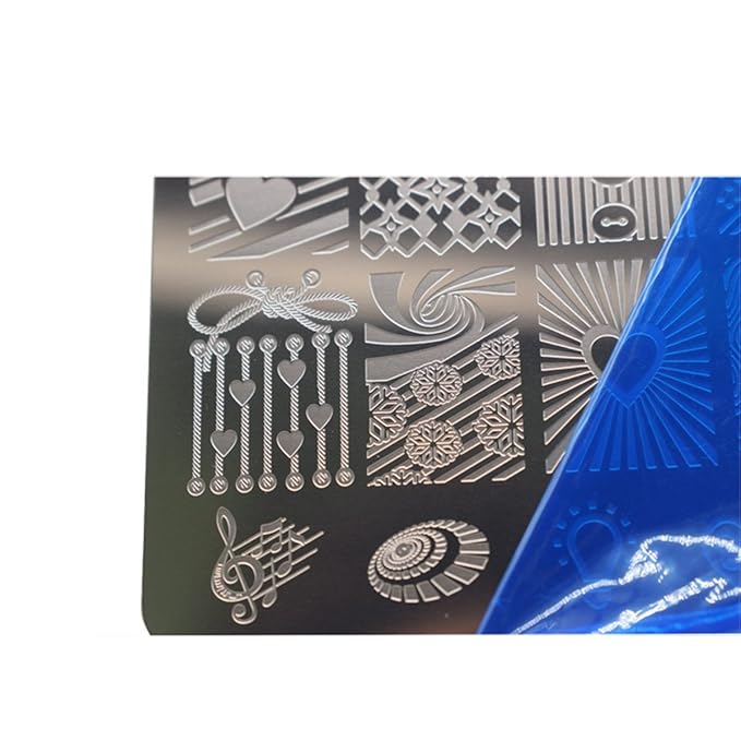 Mezerdoo 9Pcs Rectangle Nail Stamping Template Image Plates Lace Flower Strip Nails Stamp Stencil