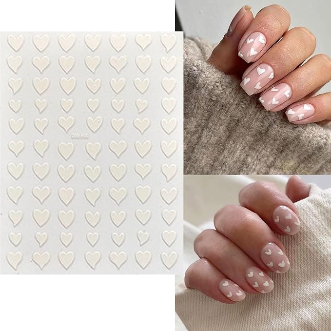 12 Sheets Valentine's Day Nail Art Stickers Decals Heart Nail Stickers Valentines Red Love Design 3D Self-Adhesive Nail Decals Colorful Manicure Supplies for Holiday Nail Art Decorations