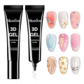 MelodySusie 3D Nail Gel for Sculpting, Clear Nail Art Glue for Drawing, Charms, Rhinestones Chrome Powder No Wipe UV/LED Light Cured Sculpting Gel for 3D Nail Art Designs Salon DIY Use 2PCS