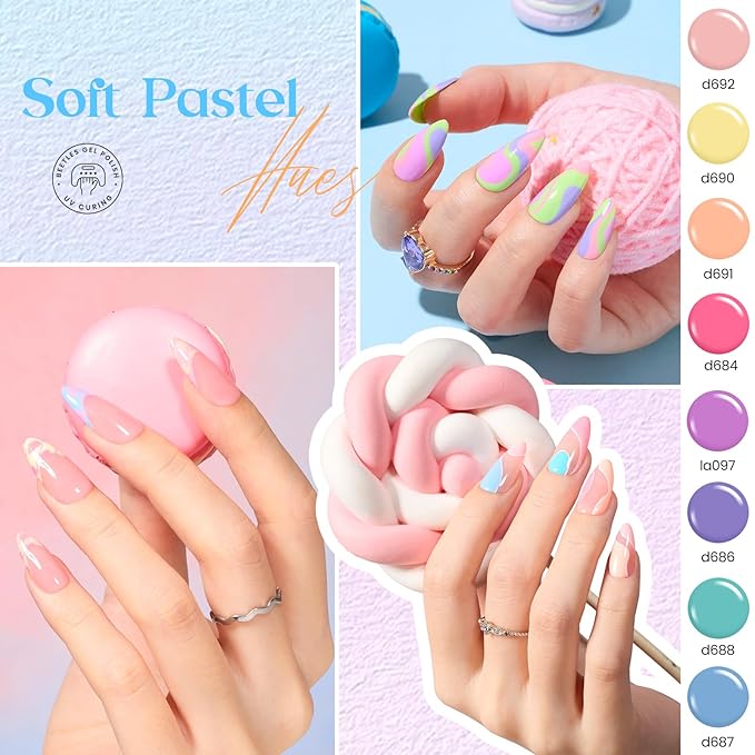 Beetles Gel Liner Nail Art Polish Set 50 Colors Reflective Gold Glitter Green Pink Red Blue Silver Gel Nail Polish Soak Off UV Built Thin Brush in Bottle Nails Design Rainbow Gift for Women