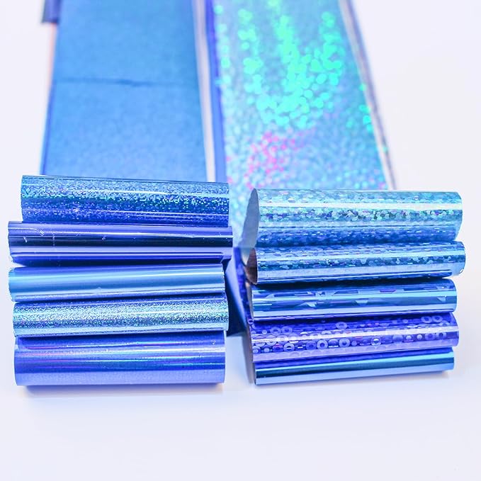 20 Rolls Blue Purple Nail Art Foil Transfer Sticker Kit - Blue & Purple Foil Transfers Decals for Nail Art