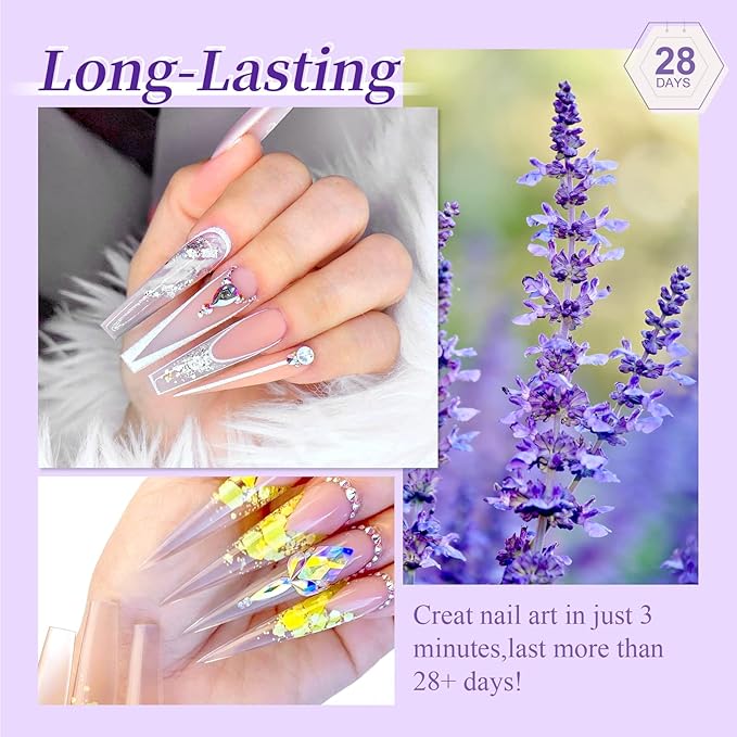 SAVILAND Gel Nail Glue 2pcs 15ML with 2 Basic Colors Nail Extension Kit Clear Nude Nail Strengthen Gel