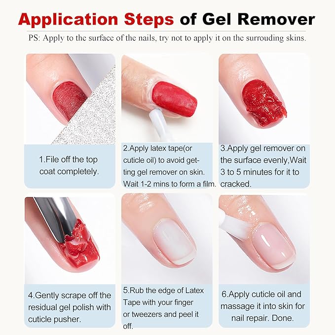 Gel Nail Polish Remover,Gel Remover for Nails No Need to Soak or Wrap, Quickly Remove Nail Polish in 2-5 Minutes, Professional Nail Remover Kit