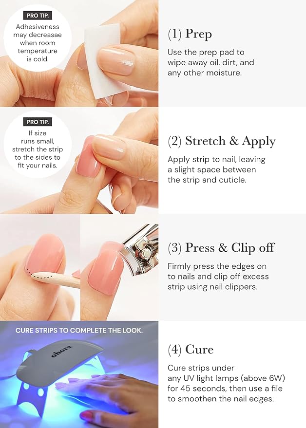 ohora Semi Cured Gel Nail Strips (N Bare Plum) - Purple, Solid, Works with Any UV/LED Lamps, Salon-Quality, Long Lasting, Easy to Apply & Remove - Includes 2 Prep Pads, Nail File & Wooden Stick